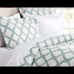“Molly Trellis” Pottery Barn duvet and shams.